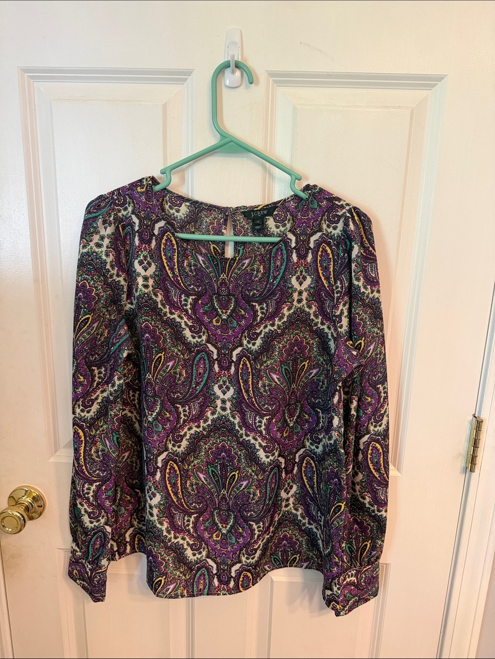 J Crew Paisley Pattern Shirt Blouse Size Medium Purple